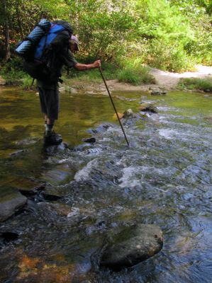Bol'Dar negotiates a creek crossing on Harper Creek 
