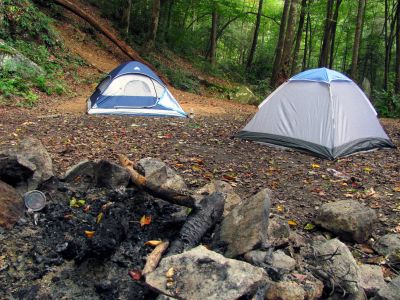Our campsite below Harper Falls

