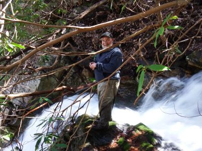 Taken 3-15-2015  Me at the tip top of the falls  (Photo by John Forbes) 

