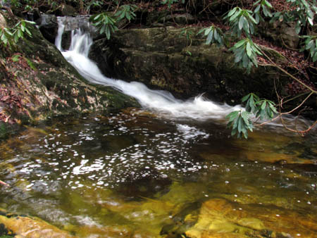 Small falls and gold pool 