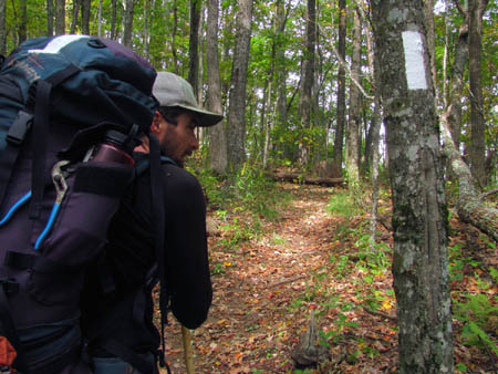 thru hiker with white blaze