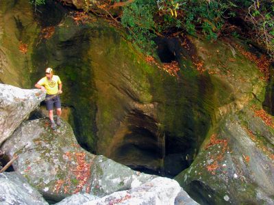 John at the lower end of the Slot Canyon 
