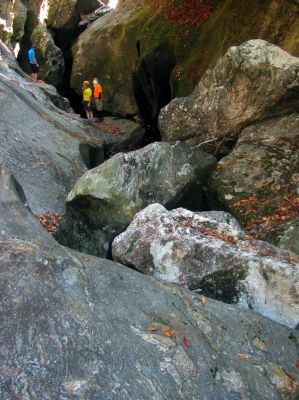 We spent a lot of time exploring this lower end of the slot canyon before going around this large blockage to get to its other side in the main and much deeper part of the slot 

