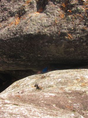 Here I can see Tyler below me, deep within the cave crack now known as Little Rat Crack 
