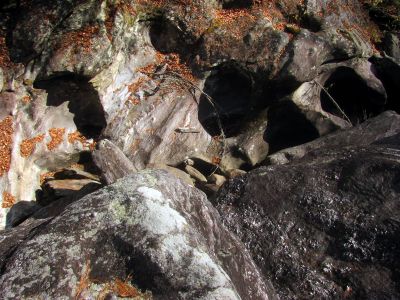 looking down into the slot from above 
