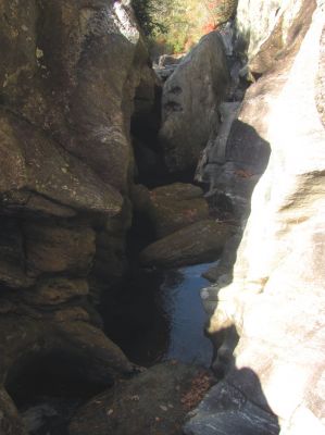Looking down the gut of the upper part of the slot canyon. 
