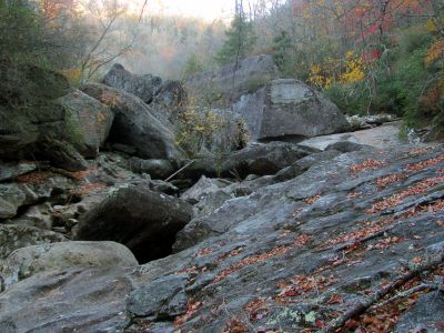 First view of the area beside the wall called Fish Face Rock 
