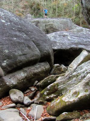 Tyler atop Fish face rock 
