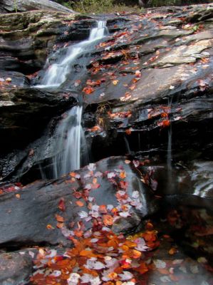 Blurry shot of a falls found upstream of the wall 
