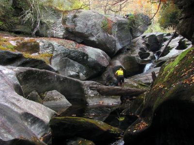 Tyler takes a siesta atop granny`s Kitchen while john and Badger get busy taking pics of the falls and potholes there 
