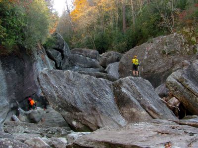 The Badger, John and Tyler up ahead exploring yet another amazing rock jumble ! 
