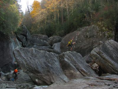 The Badger, John and Tyler up ahead exploring yet another amazing rock jumble ! 

