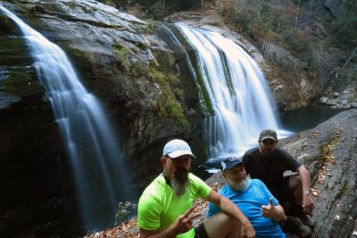Group shot (left to right) John 'Gnome' Forbes, RAT, Tyler 'Little RAT' Tarpley  Compression Falls Taken 10-06-2016
