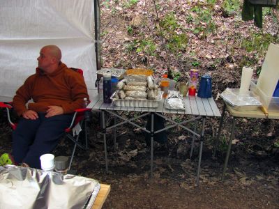 Crew guarding the corn on the cob
