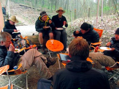 Hikers chowing down Friday evening
