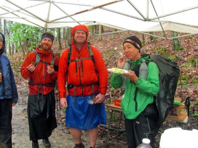 The last group of hikers that were fortunate enough to make it to the gap on Sunday before we left. 
