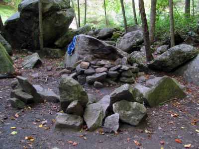 Flintstone furniture near our camp below Harper Falls
