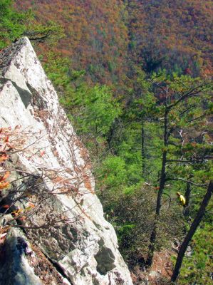 Another view looking back at John from the ledge 
