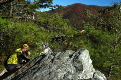 John watching as Tyler disappears out of sight in the crack anxiously awaiting his turn ! 
