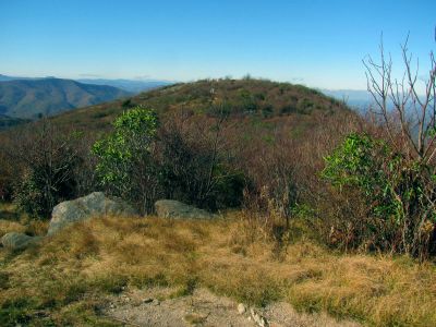 Looking at the North summit from the South summit of Sam Knob - Taken 10-22-2014
