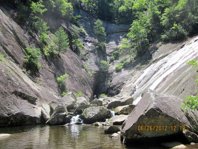 RAT deep in the gorge at the bottom of the South Harper Creek Falls - Taken 6-26-2012 (photo By Dave Aldridge)
