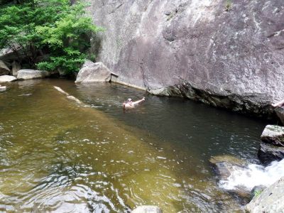 RAT swimming in the Hillbilly Rock Quarry at South Harper Falls (Photo by John Forbes)   Taken 6-5-2015
